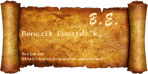 Benczik Euszták névjegykártya
